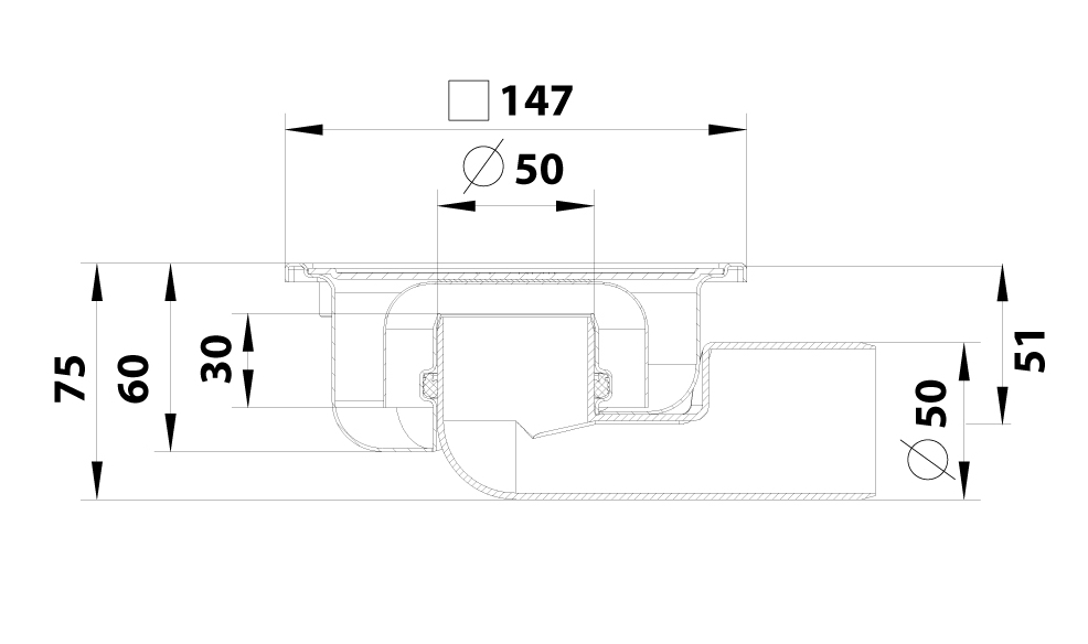 cross-sectionBlücher Compact vloerput 182.151.050