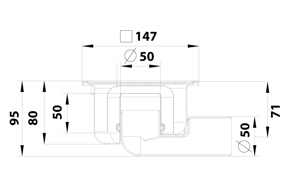 cross-sectionBlücher Compact vloerput 182.152.050