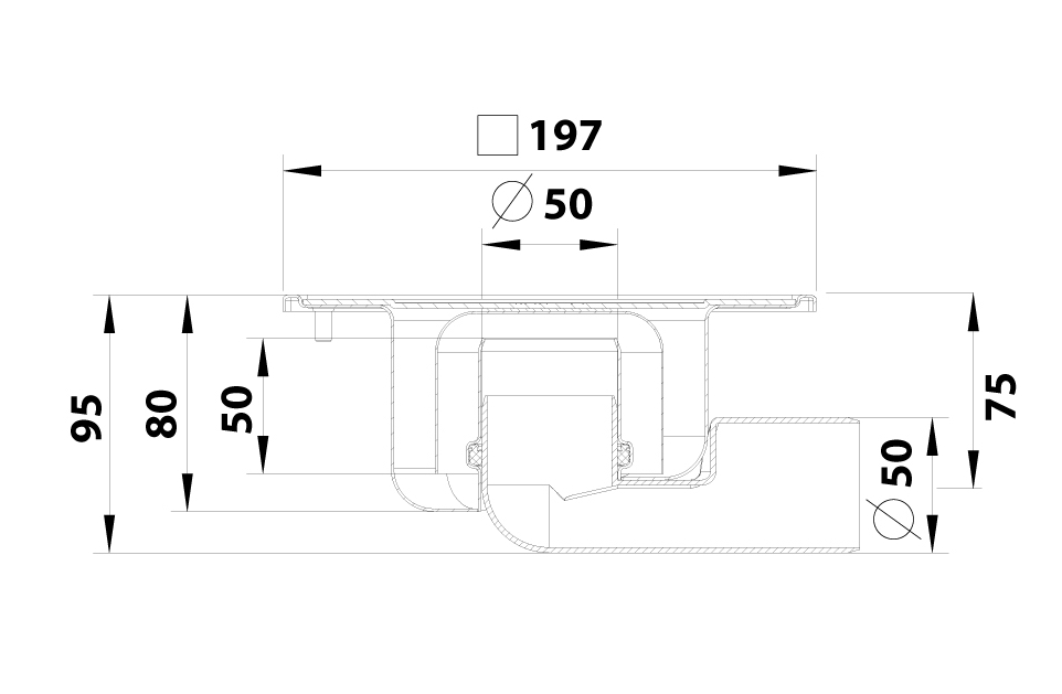 cross-sectionBlücher Compact vloerput 182.203.050