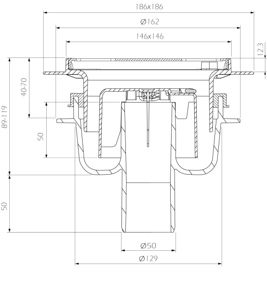 cross-sectionAquaberg vloerput 4015146FRS