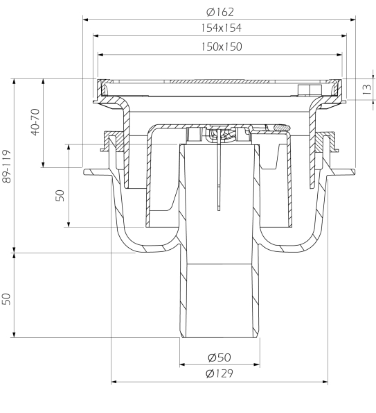 cross-sectionAquaberg vloerput 4015RS-316