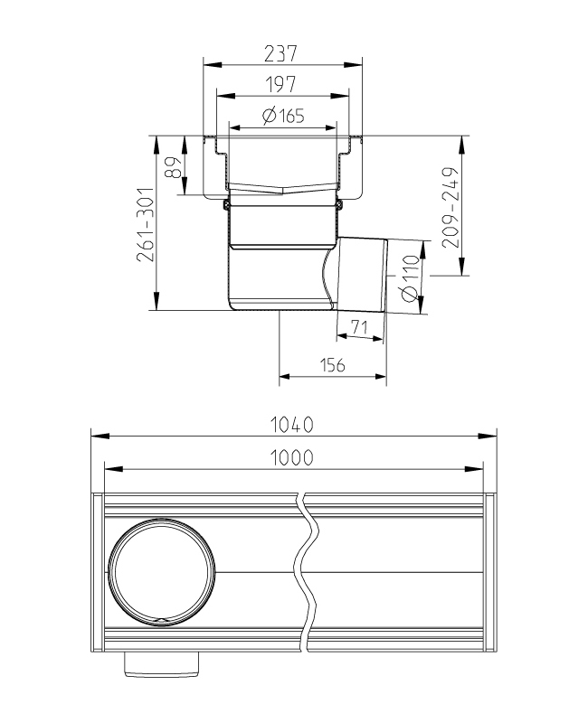 cross-sectionAquaberg Business Line bakgoot 177042