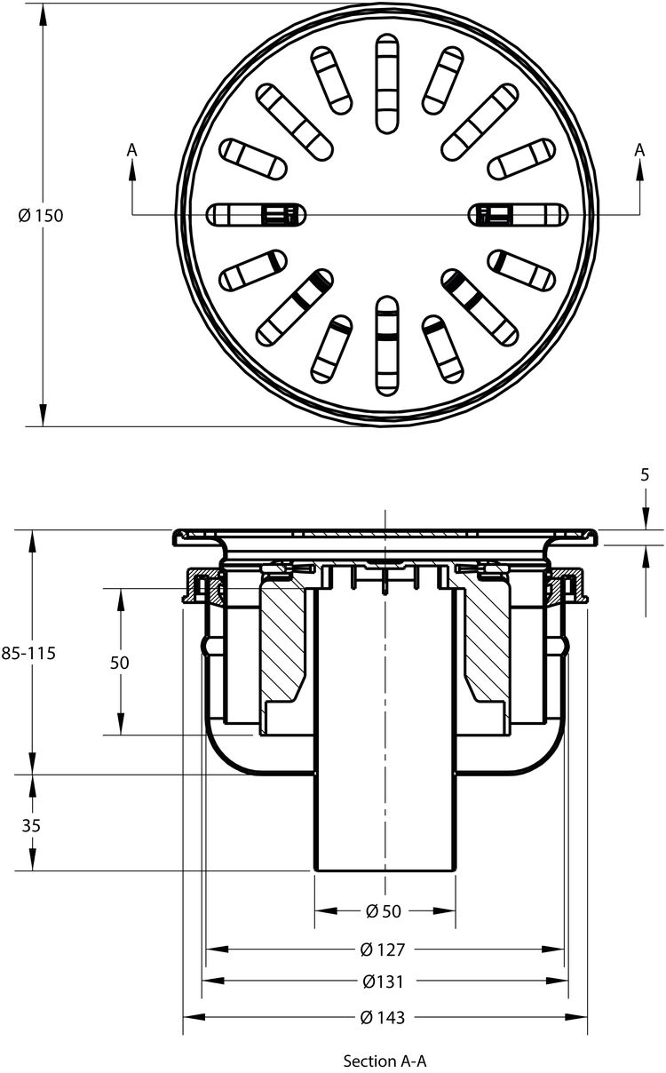 cross-sectionAquaberg vloerput 45150