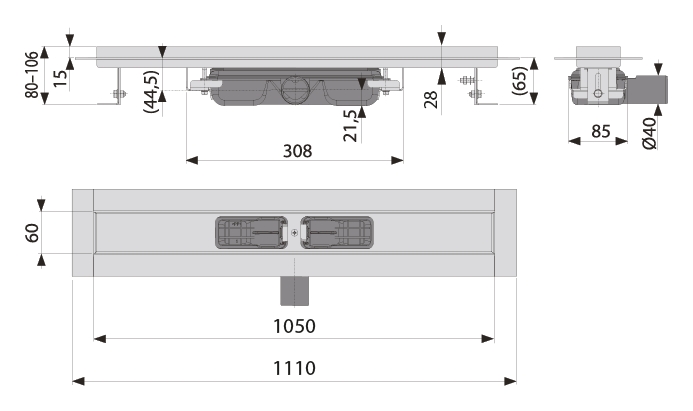 cross-sectionAquaberg douchegoot 80DS1050L