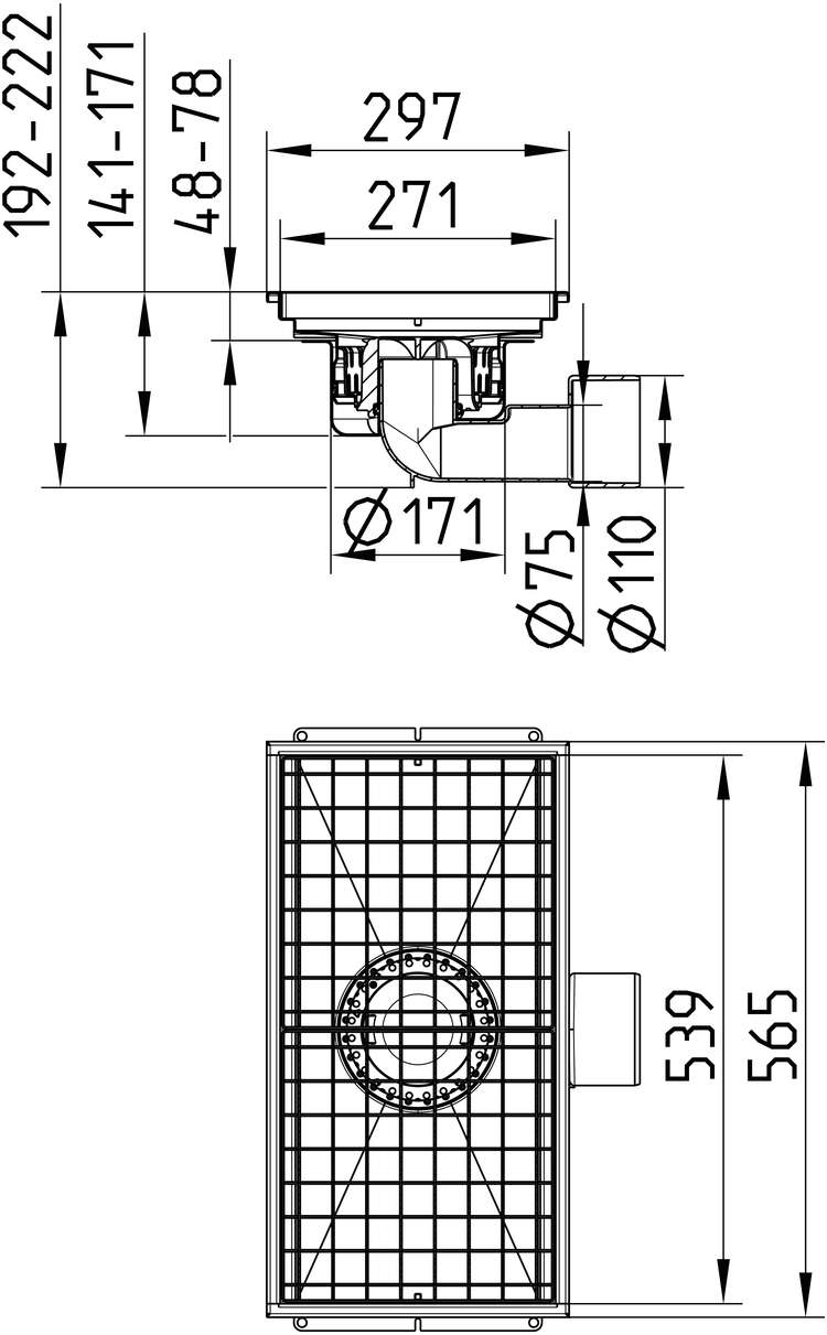 cross-sectionAquaberg Business Line Compact keukengoot 66CEG006-05.24